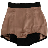 Beige Silk High Waist Mini Hot Pants Shorts