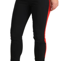 Black Cotton Fox Red Stripe Lining Pants