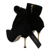 Black Suede Gold Heels Ankle Boots Shoes