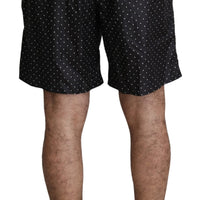 Black Polka Beachwear Shorts Mens Swimshorts