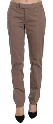 Brown Low Waist Straight Cut Trouser Pant