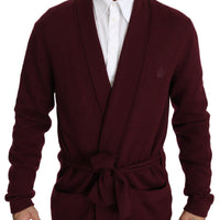 Maroon Crown Logo Robe Coat Mens Wrap Jacket