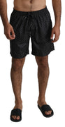 Black Polka Beachwear Shorts Mens Swimshorts