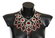 Filigree Clear Red Crystal Choker Collar Bib Necklace