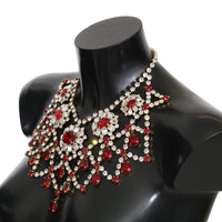 Filigree Clear Red Crystal Choker Collar Bib Necklace