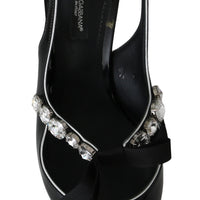 Black Bow Crystal Slingback Pumps Shoes