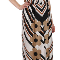 White Striped Silk Gown Maxi Dress
