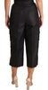 Black Side Buttons Cotton Cropped Pants