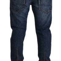 Blue Washed Slim Pants Trouser Cotton Jeans
