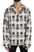 White Pineapple Silk Top Shirt