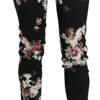 Black Angel Floral Cropped Trouser Wool Pants