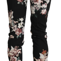 Black Angel Floral Cropped Trouser Wool Pants