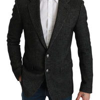 Gray Plaid Check Slim Fit Jacket Blazer