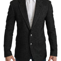 Gray Plaid Check Slim Fit Jacket Blazer