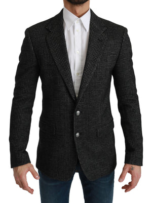 Gray Plaid Check Slim Fit Jacket Blazer