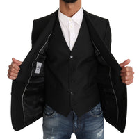 Blazer Vest 2 Piece Black Wool MARTINI