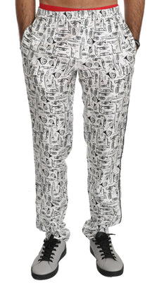 White Music Instruments Trouser Silk Pants