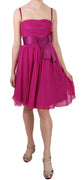 Fuchsia Pink Bow Silk Sleeveless Dress