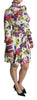 Multicolor Floral Pleated Mini Silk Logo Dress