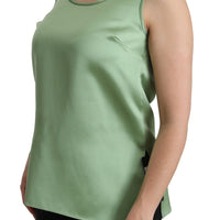 Green Sleeveless 100% Silk Top Tank Blouse