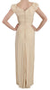 Beige Silk Column Cap Sleeve Gown Dress