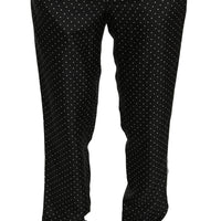 Black Polka Dots Trousers 100% Silk Pants