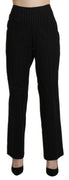 Black High Waist Straight Dress Trouser Pants