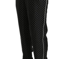 Black Polka Dots Trousers 100% Silk Pants