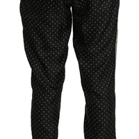 Black Polka Dots Trousers 100% Silk Pants