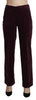 Purple Suede High Waist Straight Trouser Pants