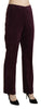 Purple Suede High Waist Straight Trouser Pants