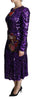 Purple Sequined Mermaid Midi Embellished Dress