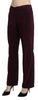 Purple Suede High Waist Straight Trouser Pants