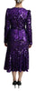 Purple Sequined Mermaid Midi Embellished Dress