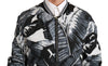 Black Banana Leaf Print Bomber Nylon Jacket