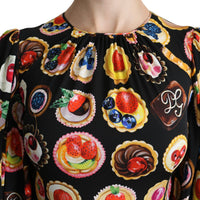 Multicolor Desserts A-line Maxi Silk Pie Dress