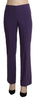 Purple High Waist Straight Dress Trouser Pants