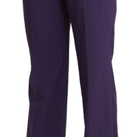 Purple High Waist Straight Dress Trouser Pants