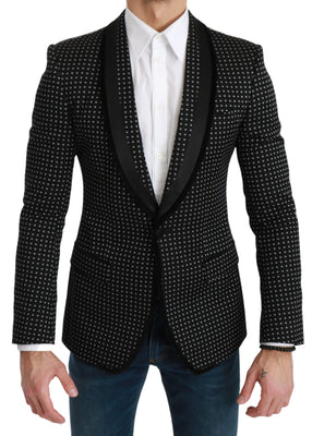 Black Embroidered Single Breasted Blazer