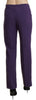 Purple High Waist Straight Dress Trouser Pants