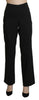 Black High Waist Straight Dress Trouser Pants