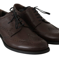 Brown Leather Brogue Derby Dress Shoes