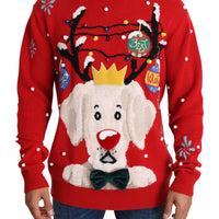 Red Christmas Dog Pullover Cashmere Sweater