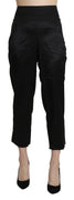 Black High Waist Straight Cropped Dress Trouser Pants