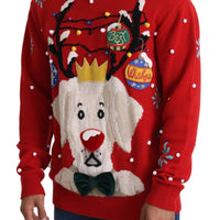 Red Christmas Dog Pullover Cashmere Sweater