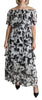 Black White Panda Layered Silk Maxi Long Dress