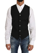 Black Wool Blend Dress Vest waistcoat