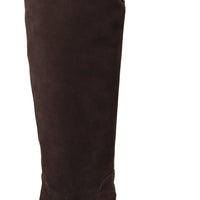 Brown Suede Studded Knee High Shoes Boots