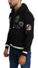 Black Jazz Applique Hooded Pullover Sweater