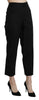 Black High Waist Straight Cropped Dress Pants